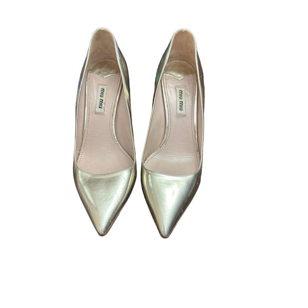 MIU MIU gold Glitter Sole pumps court shoes pointed toe stiletto heel size 8